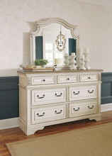 Load image into Gallery viewer, Realyn California King Upholstered Panel Bed with Mirrored Dresser and 2 Nightstands
