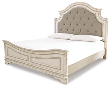 Load image into Gallery viewer, Realyn California King Upholstered Panel Bed with Mirrored Dresser and 2 Nightstands
