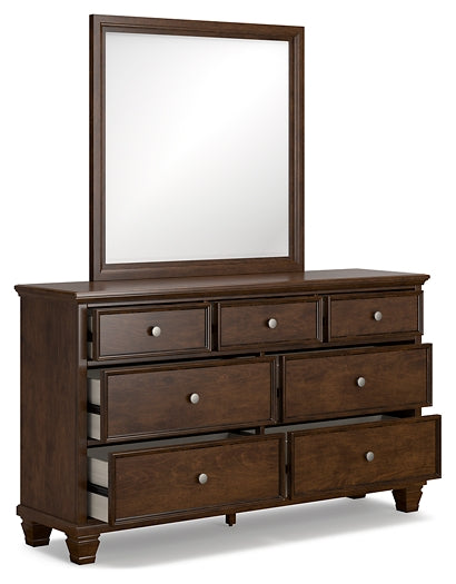 Danabrin King Panel Bed with Mirrored Dresser, Chest and 2 Nightstands