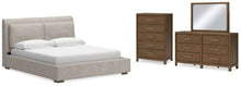 Load image into Gallery viewer, Cabalynn King Upholstered Bed with Mirrored Dresser and Chest
